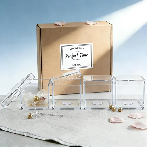 Miniatura 6 de KissYou Caja Pequeña de Acrílico con Tapa Cajas de Caramelo Transparentes para Exhibición Decoración de Fiesta Cubo Cuadrado de Plástico