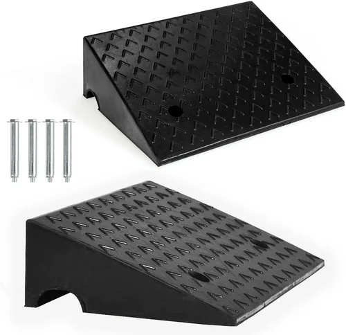 Goplus 2 rampas de goma para bordillo de automóvil, juego de rampas de umbral ligeras y portátiles de alta resistencia, almohadilla de motocicleta