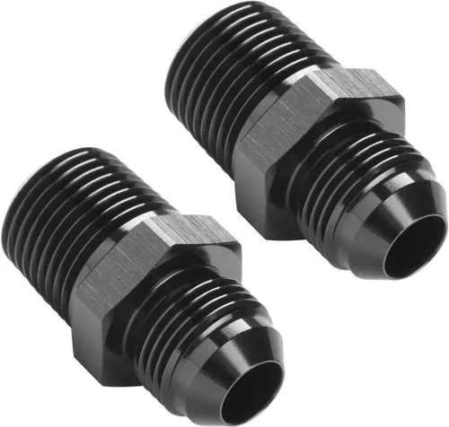Miniatura 7 de 3AN macho Flare a 1/4 NPT tubo macho 90 grados codo adaptador unión aluminio negro