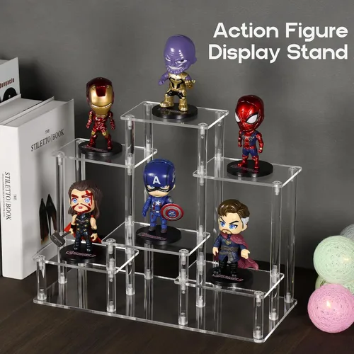 Miniatura 5 de Choowin Estante elevador de acrílico de 6 niveles para coleccionables, figuras de acción, Funko Pop, perfume, soporte de exhibición escalonado