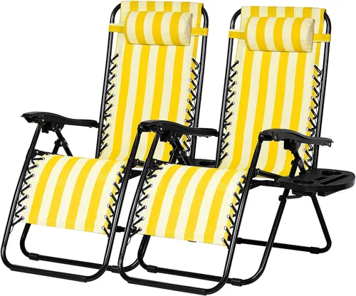 Miniatura 12 de Nazhura Juego de 2 sillas reclinables relajantes para patio, sillas de malla de acero ajustable, silla de salón de gravedad cero, sillas de playa
