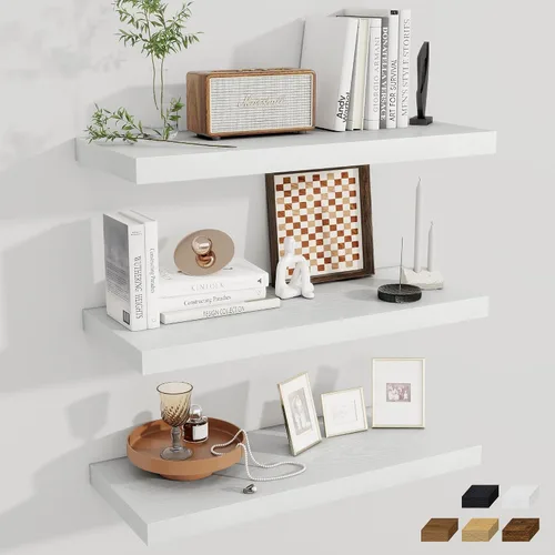Miniatura 101 de Fun Memories Estantes flotantes de 12 pulgadas de profundidad, estantes de pared de madera de 16 x 12 pulgadas, estante de almacenamiento rústico