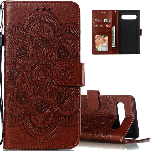 LEECOCO - Funda para Galaxy S10 Plus con diseño de mandala en relieve de piel sintética de lujo, cartera con tapa para cuaderno, soporte magnético,