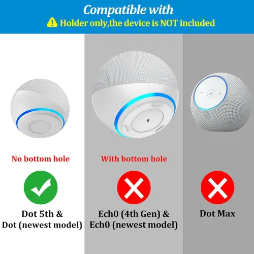 Miniatura 2 de PlusAcc Soporte de pared para Echo Dot 5ª generación, soporte de pared para Echo Dot 5 Gen, accesorios Alexa Dot 5ª que ahorran espacio, Blanco