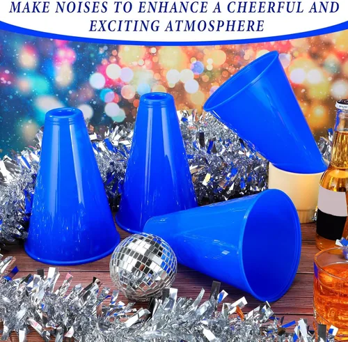 Miniatura 3 de Woanger 24 piezas de megáfono de animación para fiestas de animaciones deportivas, megáfono de plástico para actividades de partidos deportivos Azul