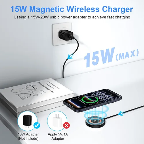Miniatura 2 de Cargador inalámbrico magnético para Samsung con almohadilla de carga rápida para Samsung Galaxy S26 Ultra/S25 FE/S24 Ultra/S23/S22/Z Flip 7, 4 pies