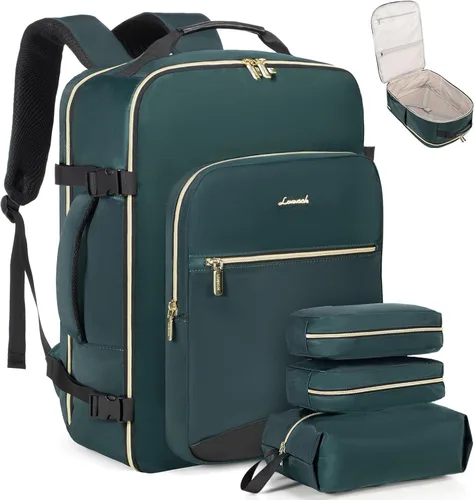Miniatura 22 de LOVEVOOK Mochila de viaje de 40L aprobada para vuelo, 3 cubos de embalaje, bolsa de viaje impermeable para artículos personales, equipaje de mano