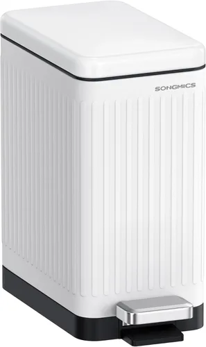 Miniatura 13 de SONGMICS Basurero de baño, 1.3 galones (5 L) pequeño con tapa, delgado para espacios pequeños, cubo de basura de acero inoxidable, cierre suave