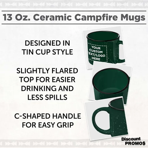 Miniatura 3 de DISCOUNT PROMOS Tazas de Café de Cerámica Personalizadas para Fogata de 13 oz. Juego de 100, Paquete Personalizado a Granel - Perfecto para Té
