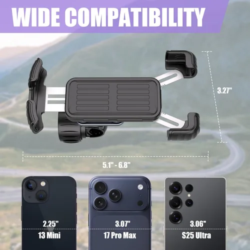 Miniatura 9 de TXV Soporte para Teléfono de Motocicleta - Amortiguador de Vibración Mejorado - Soporte de Teléfono para Bicicleta Giratorio 360°, Clip de Teléfono