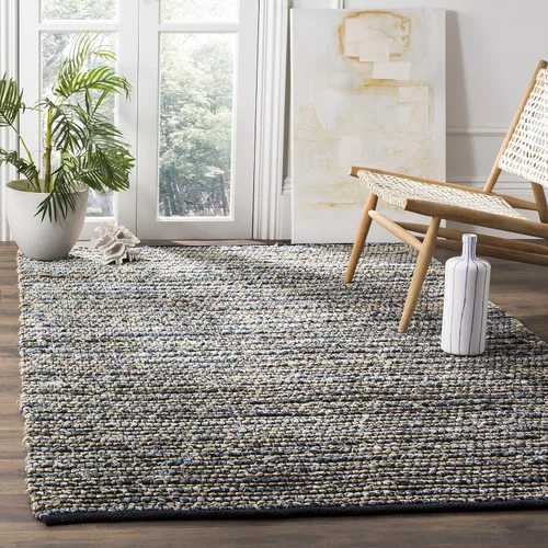 Miniatura 8 de SAFAVIEH Cape Cod Collection - Alfombra de área de 10 x 14 pies, azul, hecha a mano de algodón trenzado y yute, ideal para zonas de alto tráfico