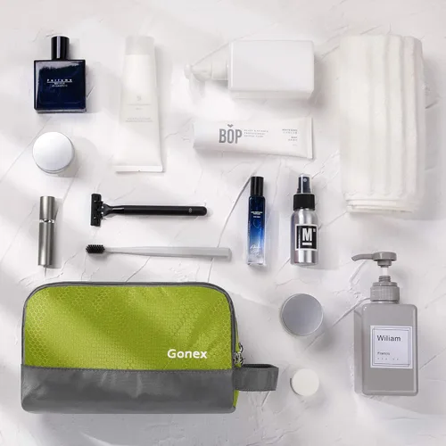 Miniatura 6 de Gonex Neceser de viaje de nailon, bolsa de afeitado, organizador de artículos de tocador, Verde