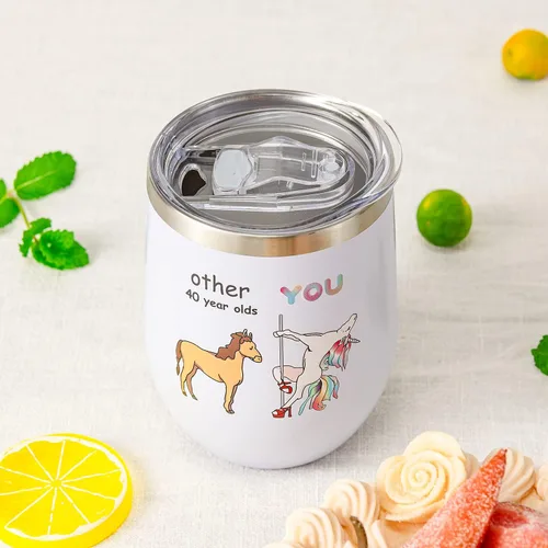 Miniatura 3 de Crisky Regalos de cumpleaños número 40 para mujeres amigas, regalos de cumpleaños 40 para mujeres, vaso de vino de unicornio divertido de 12 onzas