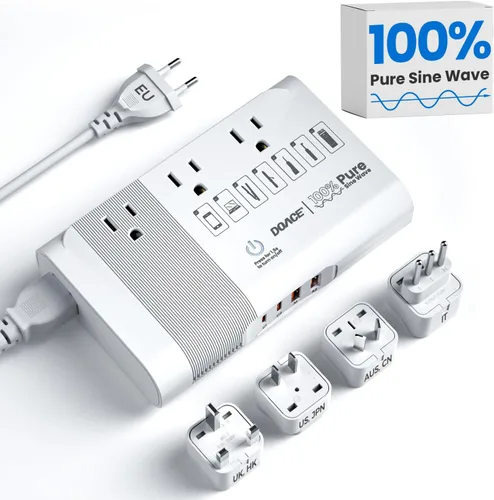 Miniatura 10 de Convertidor de voltaje de onda sinusoidal pura de 500 W de EE. UU. a Europa, convertidor de 220 V a 110 V para viajes europeos, adaptador