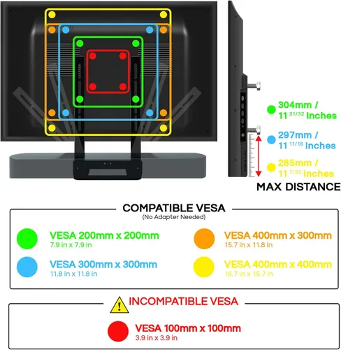 Miniatura 3 de Soporte de TV Soundbass Beam, Compatible con las Generaciones 1 y 2 del Soporte de Montaje Sonos Beam para TV, Negro, Kit Completo de Hardware