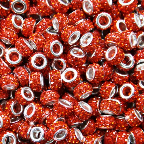 Miniatura 34 de 200 Piezas de Cuentas Espaciadoras Europeas de Agujero Grande, Cuentas de Artesanía Europeas Negras Zyehxed con Diamantes de Imitación Cuentas Negro