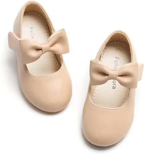 Felix & Flora Zapatos de vestir para niñas pequeñas - Zapatos planos Mary Jane para niñas de flores, zapatos de ballet para fiestas y bodas