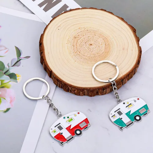 Miniatura 3 de 2 Piezas Llavero de Caravana, Llavero de Caravana RV Accesorios de Caravana para Remolques de Viaje Llavero Retro de Coche de Camping