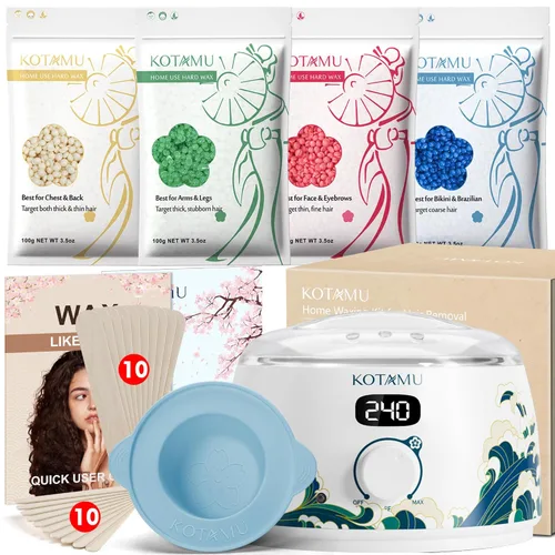 Miniatura 12 de KOTAMU Kit de depilación digital negra para mujeres y hombres, piel sensible, olla de cera dura para cejas, cara, piernas, axilas, depilación suave