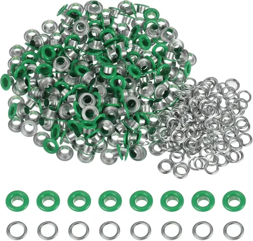 Miniatura 61 de HARFINGTON Juego de 200 ojales redondos de color de 0.394 pulgadas, ojales metálicos con arandelas para álbumes de recortes, zapatos, ropa, lona