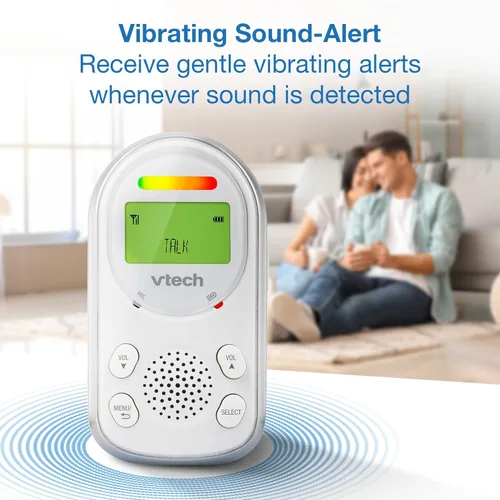 Miniatura 8 de VTech Monitor de audio digital para bebés con 2 unidades para padres, luz nocturna que brilla en el techo, hasta 1,000 pies de alcance, alerta