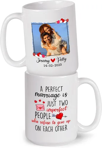 Miniatura 12 de A True Love Story Never Ever Taza, regalos de boda, regalos de pareja con foto personalizada para él y ella, taza de café con imagen de pareja, taza