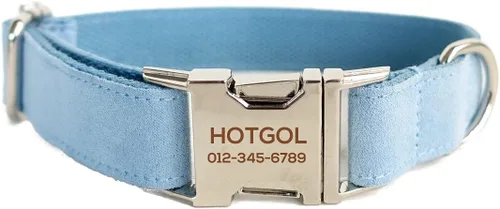 Collares de perro personalizados con identificador de nombre grabado personalizado para mascotas para razas pequeñas medianas grandes (XS, azul)