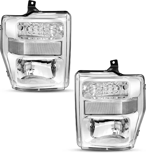 Miniatura 18 de AUTOSAVER88 Juego de focos delanteros compatibles con Ford F250 F350 F450 F550 Super Duty 1999-2004/2000-2004 Ford Excursion, carcasa cromada, lente