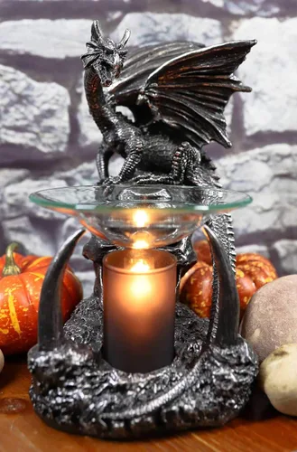 Miniatura 8 de Ebros - Osario gótico de dientes de sable, calavera, cementerio, dragón, quemador de aceite eléctrico o calentador de tartas, estatua decorativa