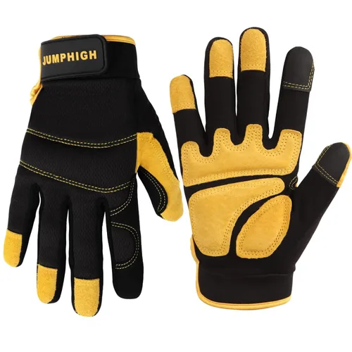 Guantes de trabajo para hombre, guantes mecánicos multifuncionales de servicio ligero, para exteriores, ajuste de rendimiento, pantalla táctil,