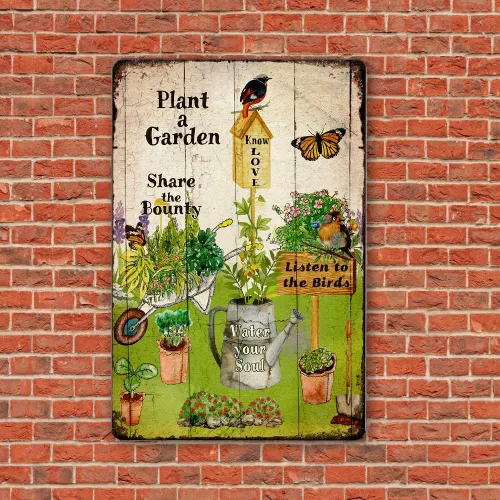 Miniatura 6 de Letreros de metal retro para jardín, decoración al aire libre, letrero de jardín con planta A, regalo de jardinería para mujeres, divertido arte