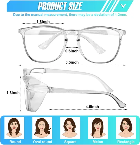 Miniatura 6 de 4 Pack Safety Glasses Goggles For Women Anti Fog, Cute Protective Eyewear for Nurses, ANSI Z87+ Anti-Blue Light