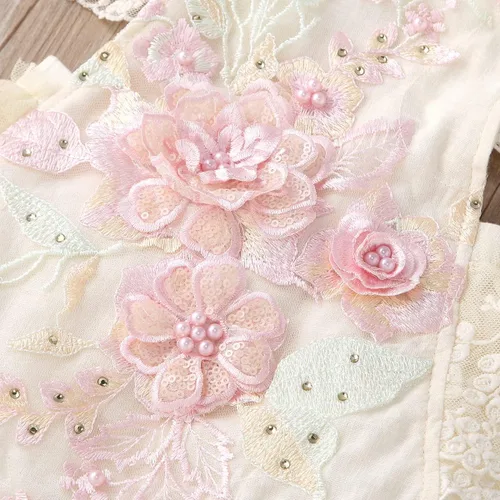 Miniatura 56 de IDOPIP Conjunto de ropa de 1er cumpleaños para niñas con estampado floral, estilo bohemio, con encaje, tutú y diadema de princesa