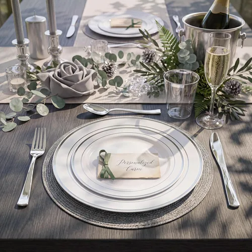 Miniatura 8 de WDF 50 platos de plástico dorado con cubiertos desechables y vasos de plástico dorados, platos de plástico cuadrados, utensilios de plástico dorado