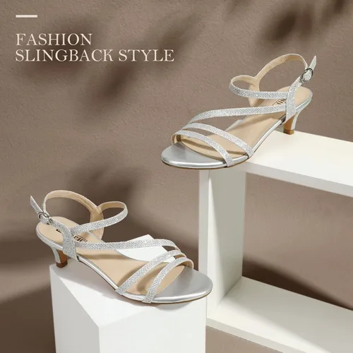 Miniatura 4 de IDIFU Sandalias elegantes con tirantes delgados de 2 pulgadas para mujer, tacón bajo de gatito, puntera abierta, zapatos de vestir para mujer y dama