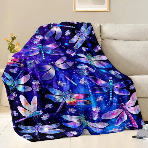 Miniatura 2 de Manta de libélula, regalos para mujeres y niñas, manta de franela suave con libélula, decoración para amantes de la mosca del dragón, 50 x 40