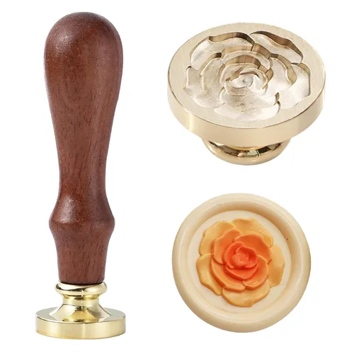 Miniatura 13 de Sello de cera – Sello de cera de sellado de semillas de loto, sello floral y vegetal, cabeza de sello de flor de loto ovalada para tarjetas, sobres