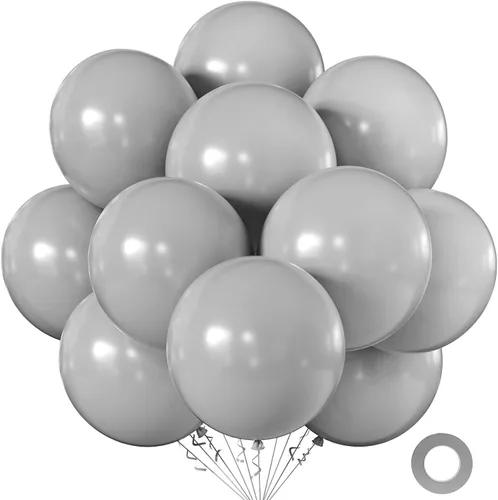 Miniatura 19 de KALOR Globos color morado ceniza de 18 pulgadas, 10 globos de látex mate, globos redondos grandes para bodas, baby shower, fiestas de cumpleaños