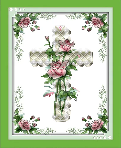 Miniatura 8 de Kits de punto de cruz impreso, 11 quilates, 14 x 14 pulgadas, 100% algodón, regalo de vacaciones, kit de iniciación de bordado, patrones fáciles