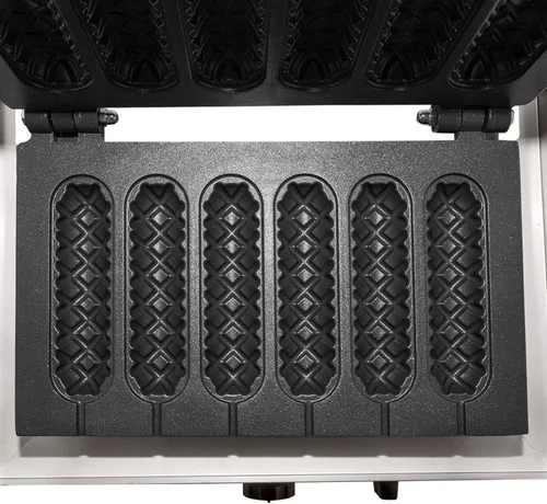Miniatura 5 de Máquina de gofres de maíz para uso comercial gofres para perros calientes en un palo Acero inoxidable 110 V (6 piezas)