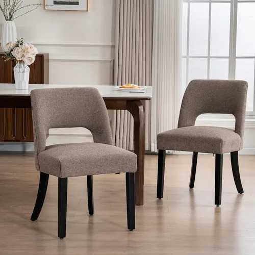 Miniatura 27 de VKNOW Juego de 2 sillas de comedor de madera, silla de comedor tapizada en tela moderna, silla de cocina, silla de cena de granja para cocina y Verde