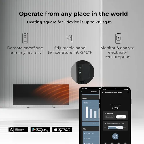 Miniatura 8 de AENO Calentador Infrarrojo - Con Termostato - Panel Calentador Eléctrico de Ahorro de Energía de 700 Vatios - Calentador de Espacio Inteligente