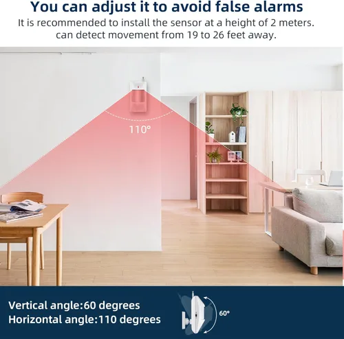 Miniatura 5 de Sistema de alarma WiFi para el hogar, sistema de alarma inalámbrico con sensor de movimiento de 120 dB, sensor de alarma de puerta de ventana