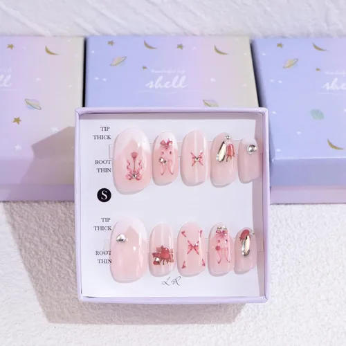 Miniatura 28 de LIGHT RAIN - Uñas a presión medianas con diseño de galaxia Andromeda, de lujo, reutilizables, de siete capas, con acabado UV, uñas postizas hechas a