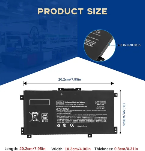 Miniatura 3 de LK03XL - Batería de repuesto para portátil HP Envy x360 49.2 ft-cn0012dx/49.2 ft-cn0011dx convertible, batería de iones de litio de 3 celdas de 52.5