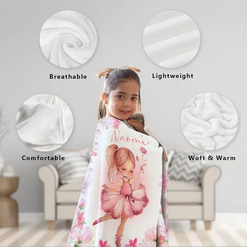Miniatura 3 de Manta de regalo personalizada de baile con nombre para bebé, adolescente, niña, bailarina, recién nacido, danza, manta personalizada para recibir