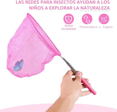 Miniatura 4 de KISEER Red de pesca telescópica colorida para niños, red de mariposa para atrapar insectos, insectos, juguetes de playa para niños al aire libre