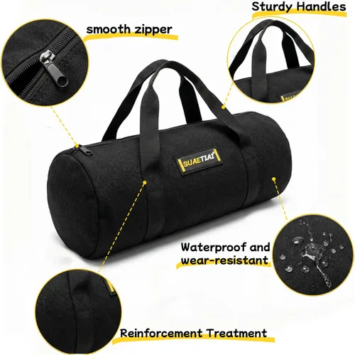 Miniatura 4 de Bolsas de herramientas pequeñas de 14 pulgadas para hombres, bolsa de almacenamiento de herramientas con cremallera de boca ancha, bolsa de Negro-14