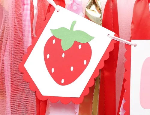 Miniatura 9 de Decoraciones de fiesta de fresa para primer cumpleaños, cartel de fresa para silla de bebé para accesorios de cabina de fotos y telón de fondo