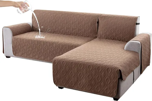 Miniatura 15 de Genina Fundas de Sofá Seccional para Perros Fundas de Sofá en Forma de L Funda de Chaise Lounge Funda de Sofá Reversible Protector de Muebles Beige
